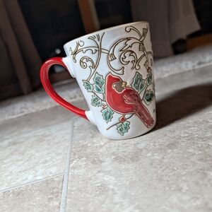 Cardinal Design Mug with Red Handle
